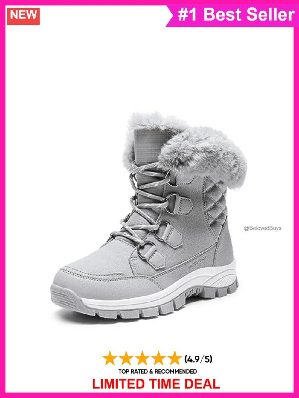 Waterproof Faux Suede Snow Boots Faux Fur Lined Winter